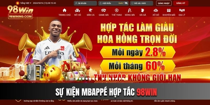 Nhà cái 98win đã được nâng tầm nhờ sự xuất hiện của Mbappé